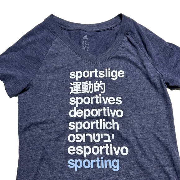 Adidas Sporting KC Shirt Womens XL Kansas City Navy Blue Soccer Short Sleeve - Picture 2 of 8